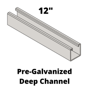 Deep Channel With Short Slots 12 Gauge 1-5/8" X 1-5/8"  12 In Long Pre Galv